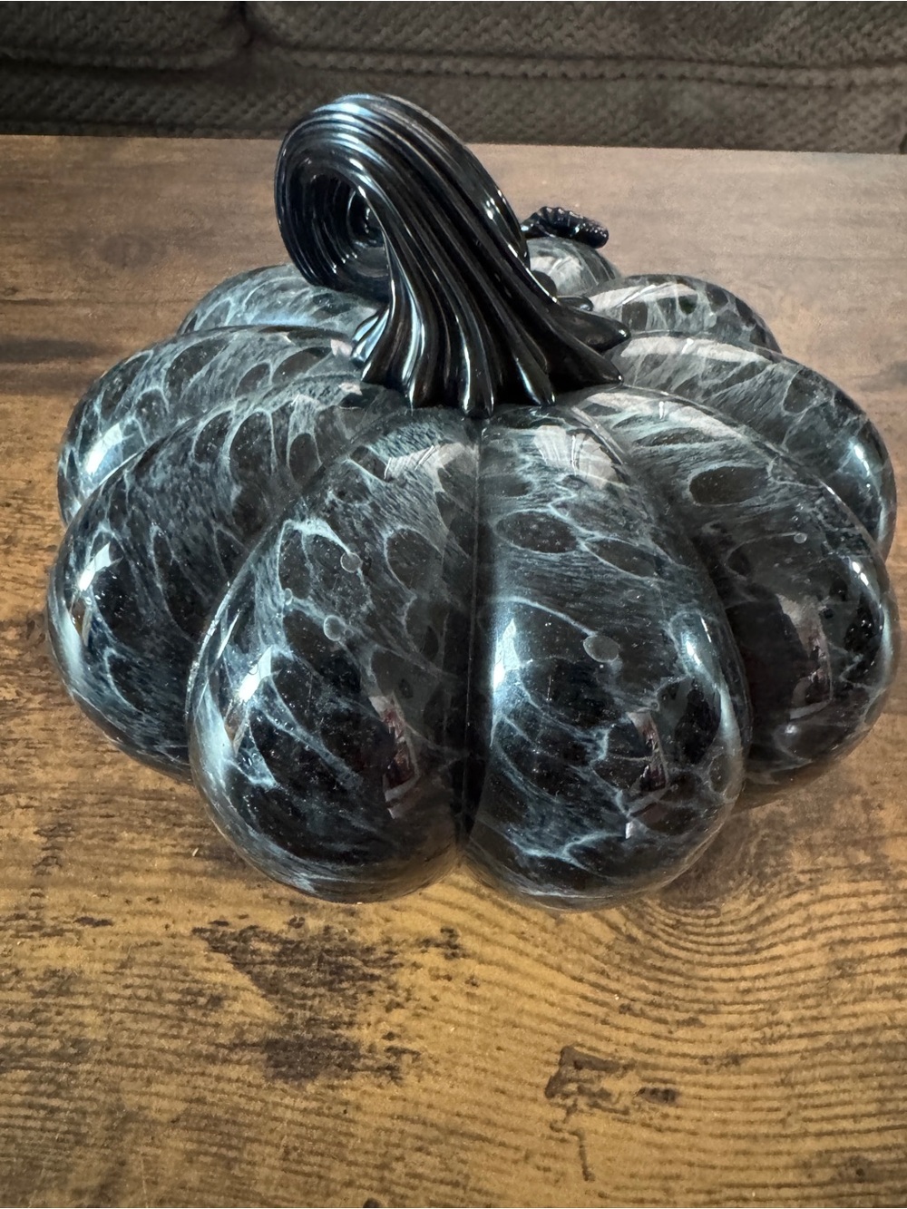 Mikasa Handblown Glass Pumpkin Accent - Black and Gray - Picture 9 of 11